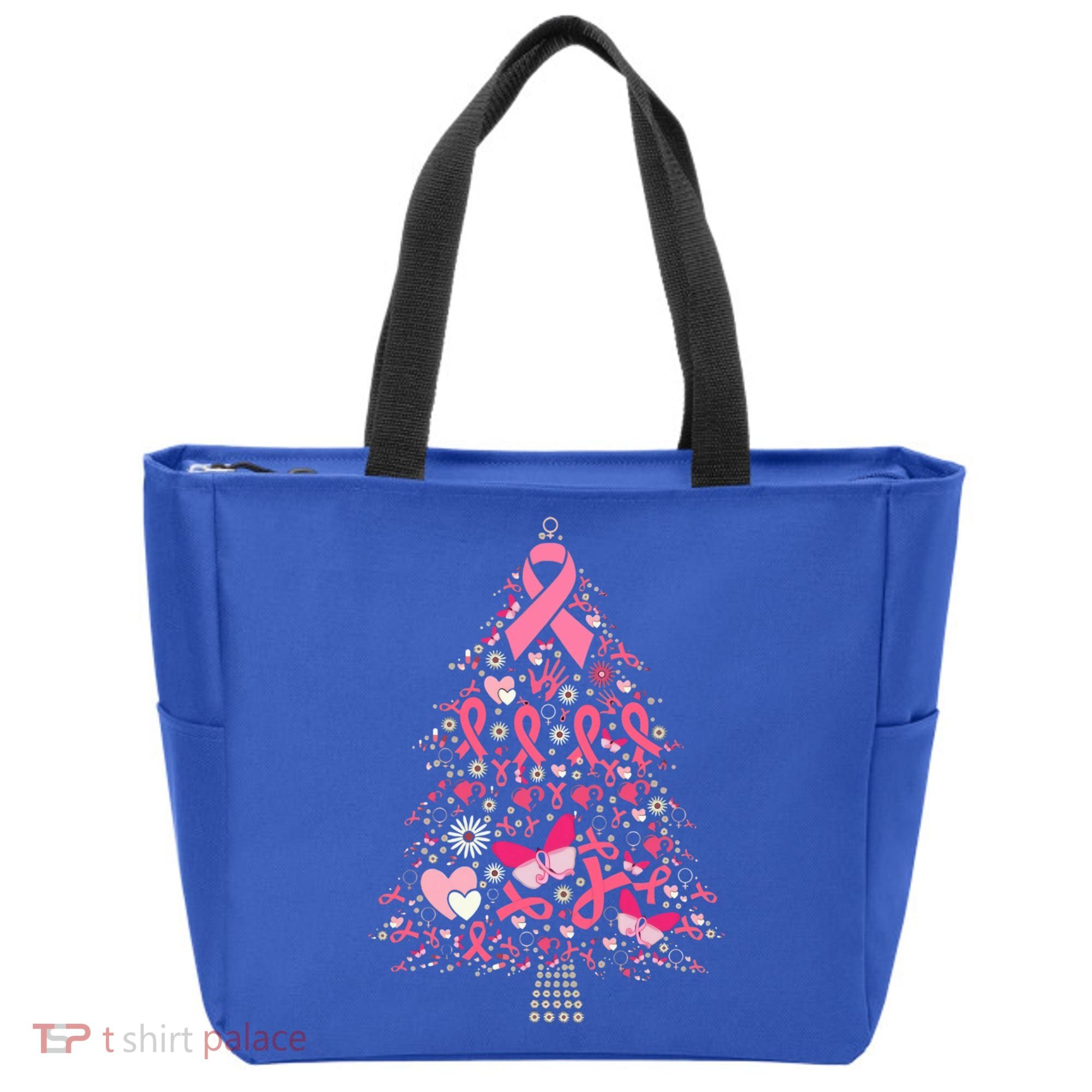 Funny Breast Cancer Awareness Christmas Tree Xmas Pink Tote Bag