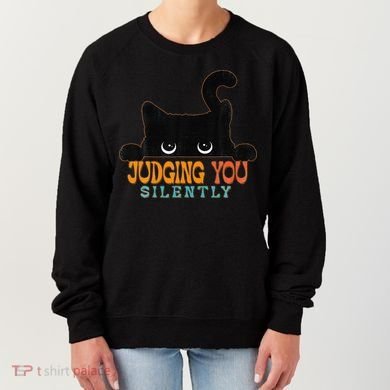 Funny Black Cat Judging You Silently Sarcastic Cat Women's Sweatshirt