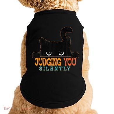 Funny Black Cat Judging You Silently Sarcastic Cat Doggie Tank