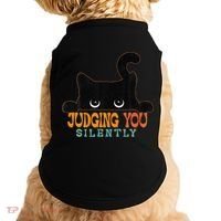 Funny Black Cat Judging You Silently Sarcastic Cat Doggie Tank thumb 0