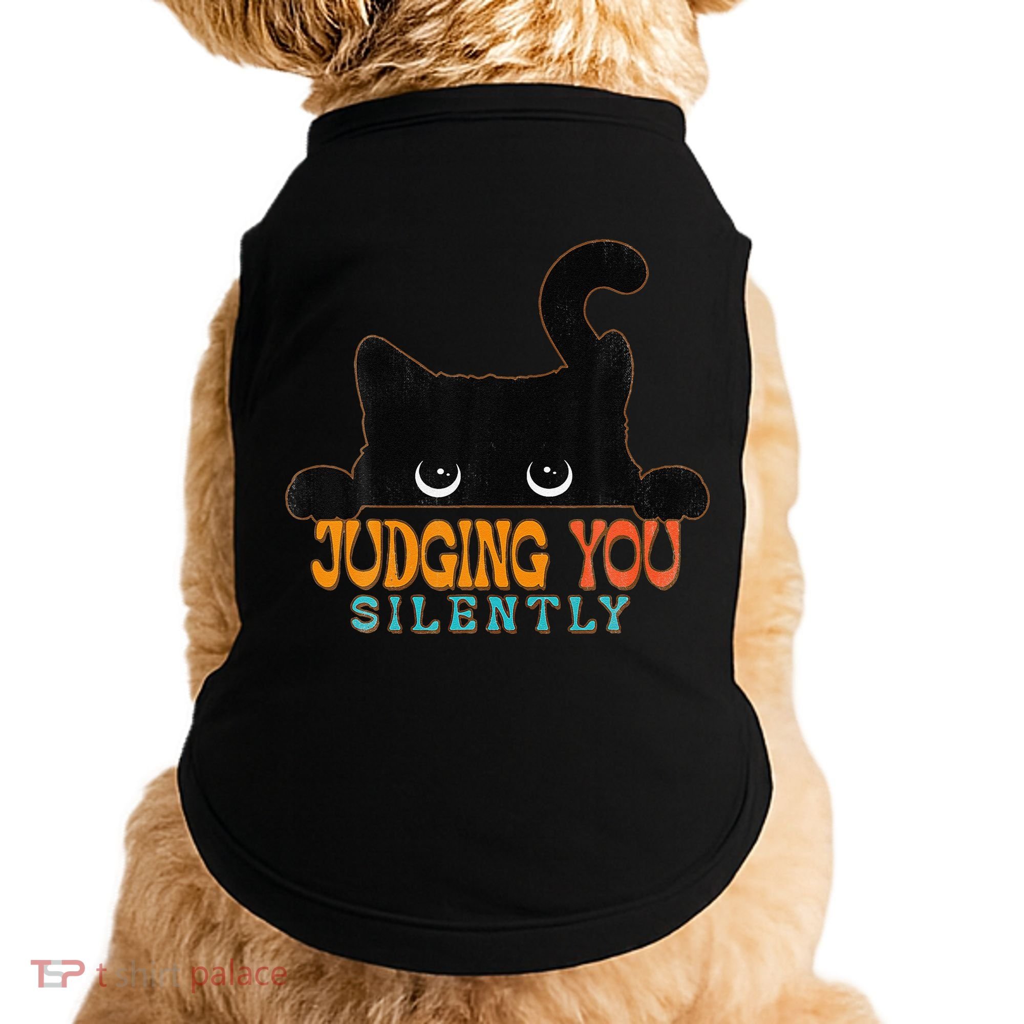 Funny Black Cat Judging You Silently Sarcastic Cat Doggie Tank