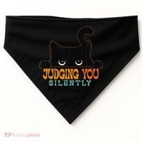 Funny Black Cat Judging You Silently Sarcastic Cat USA-Made Doggie Bandana thumb 0