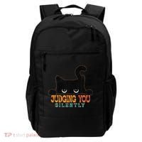 Funny Black Cat Judging You Silently Sarcastic Cat Backpack thumb 0