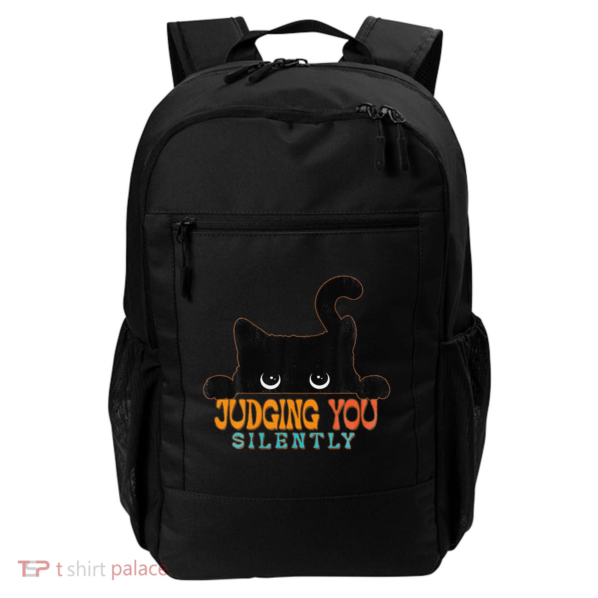 Funny Black Cat Judging You Silently Sarcastic Cat Backpack