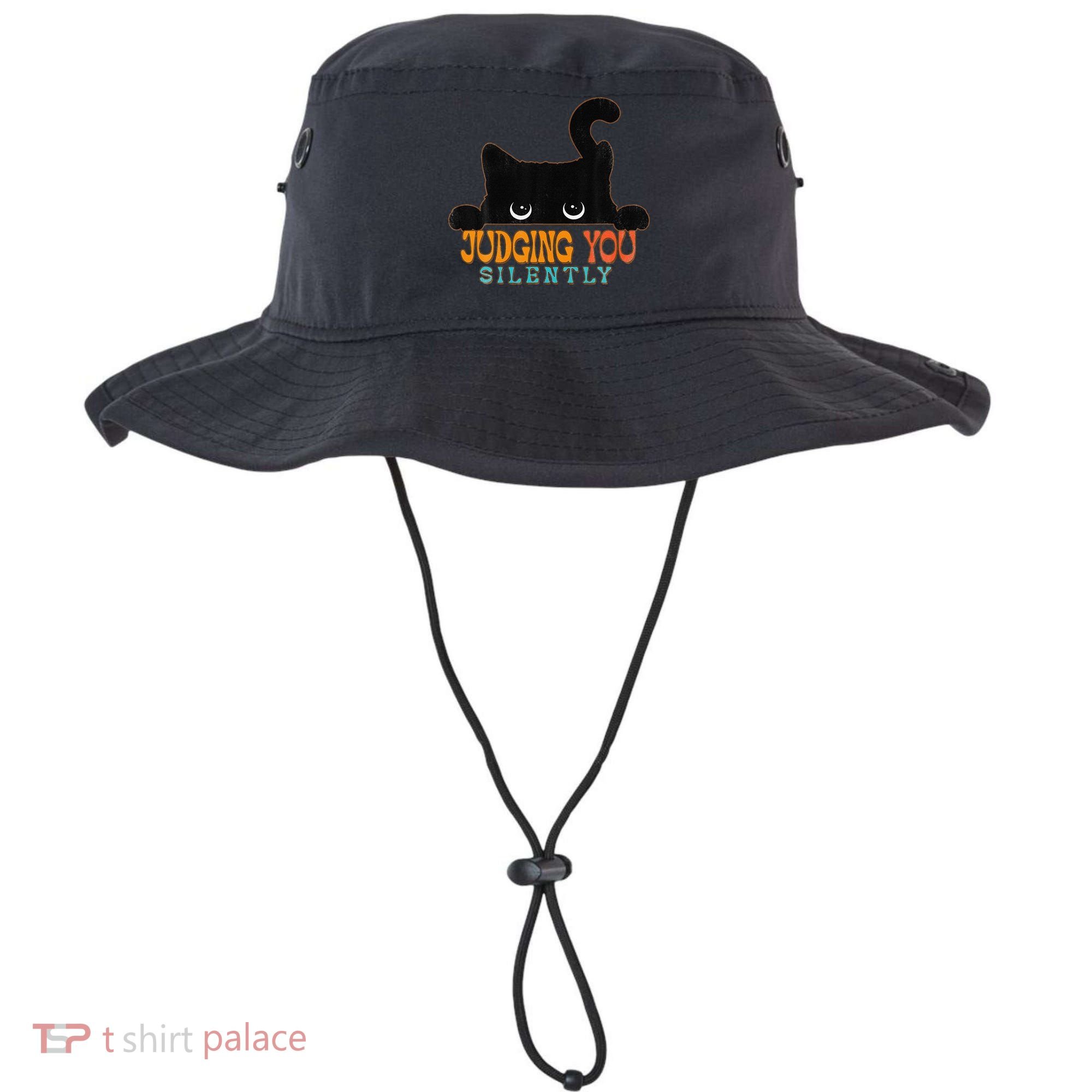 Funny Black Cat Judging You Silently Sarcastic Cat Bucket Hat