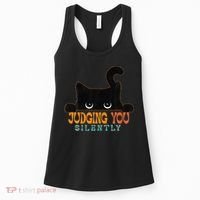 Funny Black Cat Judging You Silently Sarcastic Cat Women's Tank Top thumb 0