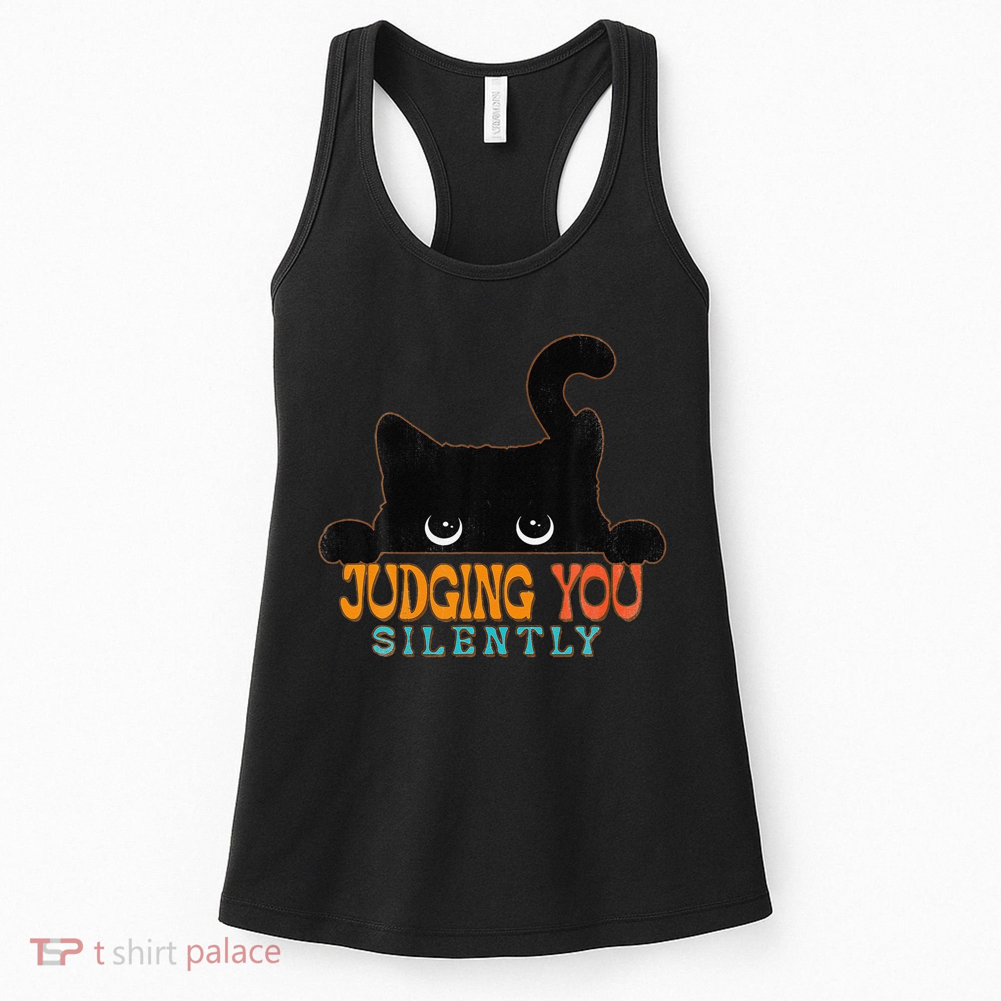 Funny Black Cat Judging You Silently Sarcastic Cat Women's Tank Top