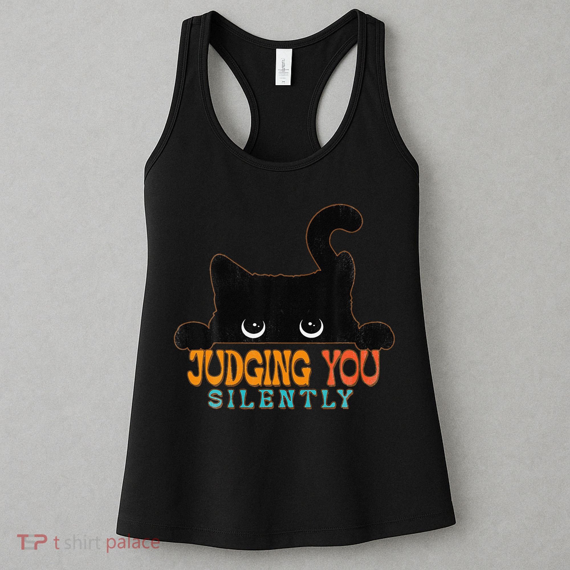 Funny Black Cat Judging You Silently Sarcastic Cat Women's Tank Top