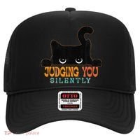 Funny Black Cat Judging You Silently Sarcastic Cat Hat thumb 0