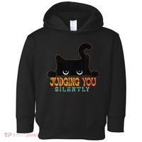 Funny Black Cat Judging You Silently Sarcastic Cat Toddler Hoodie thumb 0