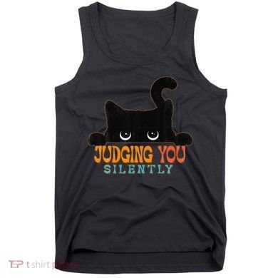 Funny Black Cat Judging You Silently Sarcastic Cat Tank Top
