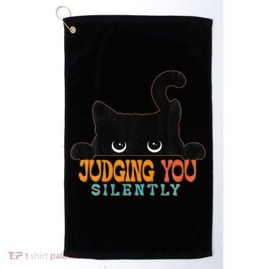 Funny Black Cat Judging You Silently Sarcastic Cat Golf Towel