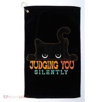 Funny Black Cat Judging You Silently Sarcastic Cat Golf Towel thumb 0