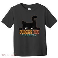 Funny Black Cat Judging You Silently Sarcastic Cat Toddler T-Shirt thumb 0