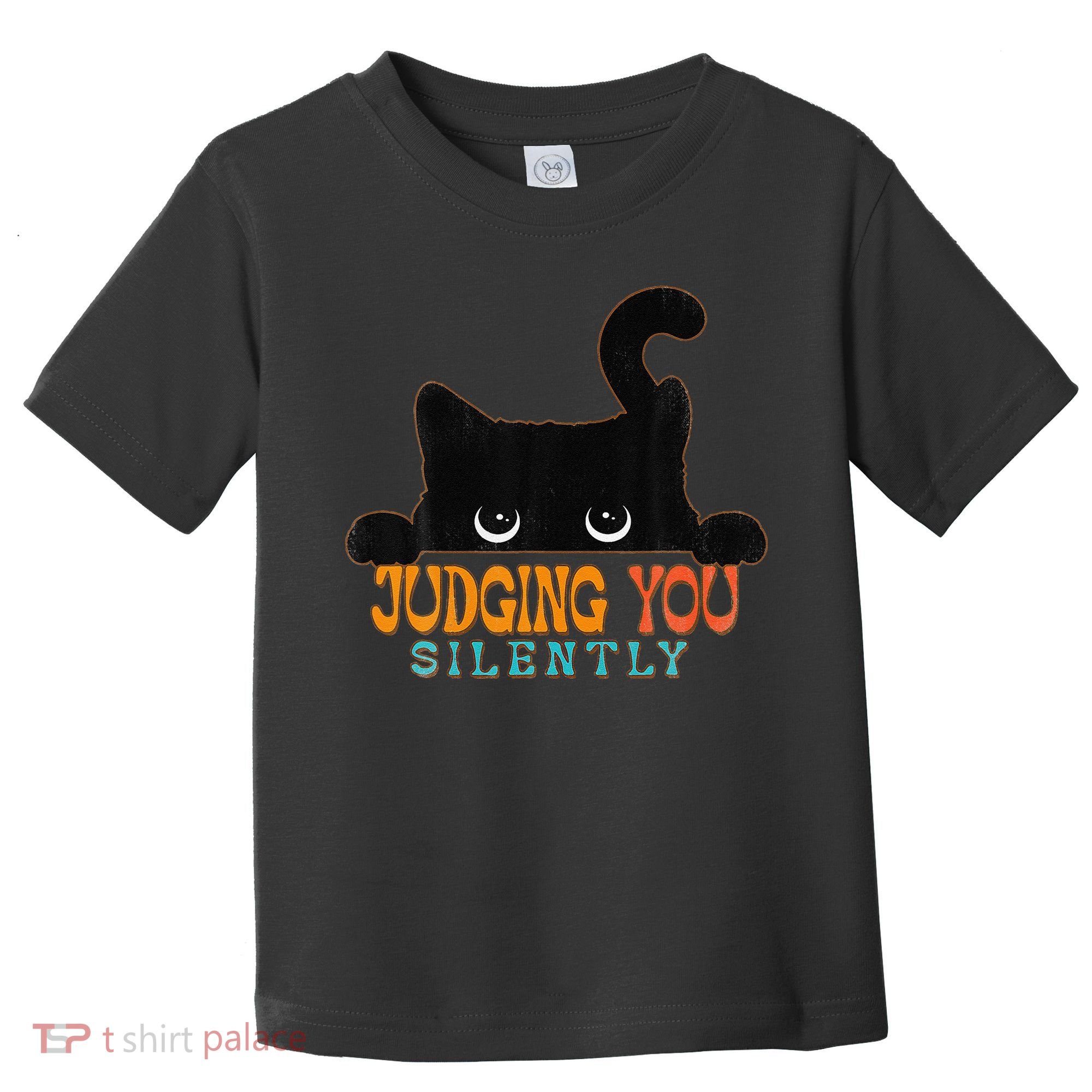 Funny Black Cat Judging You Silently Sarcastic Cat Toddler T-Shirt