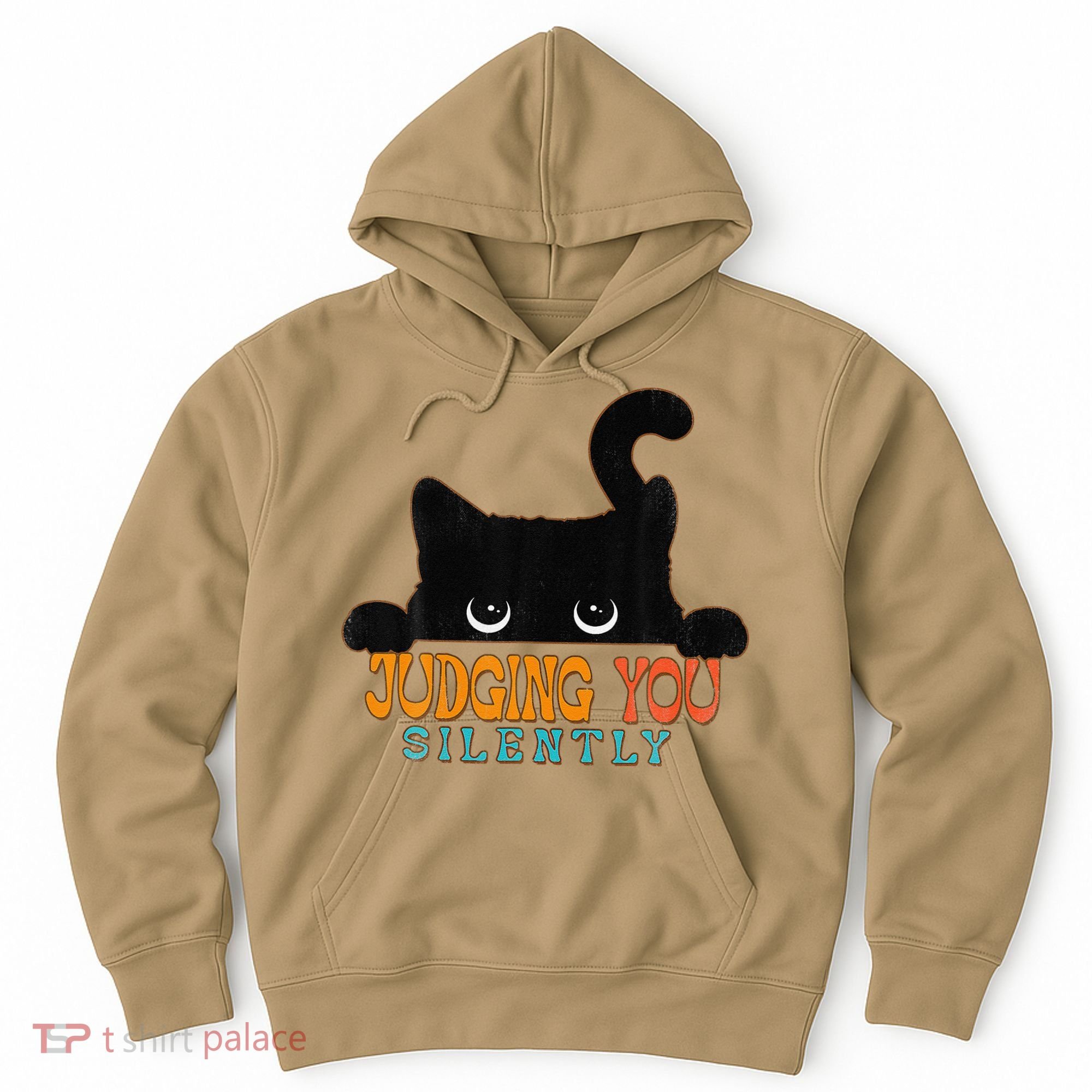 Funny Black Cat Judging You Silently Sarcastic Cat Hoodie