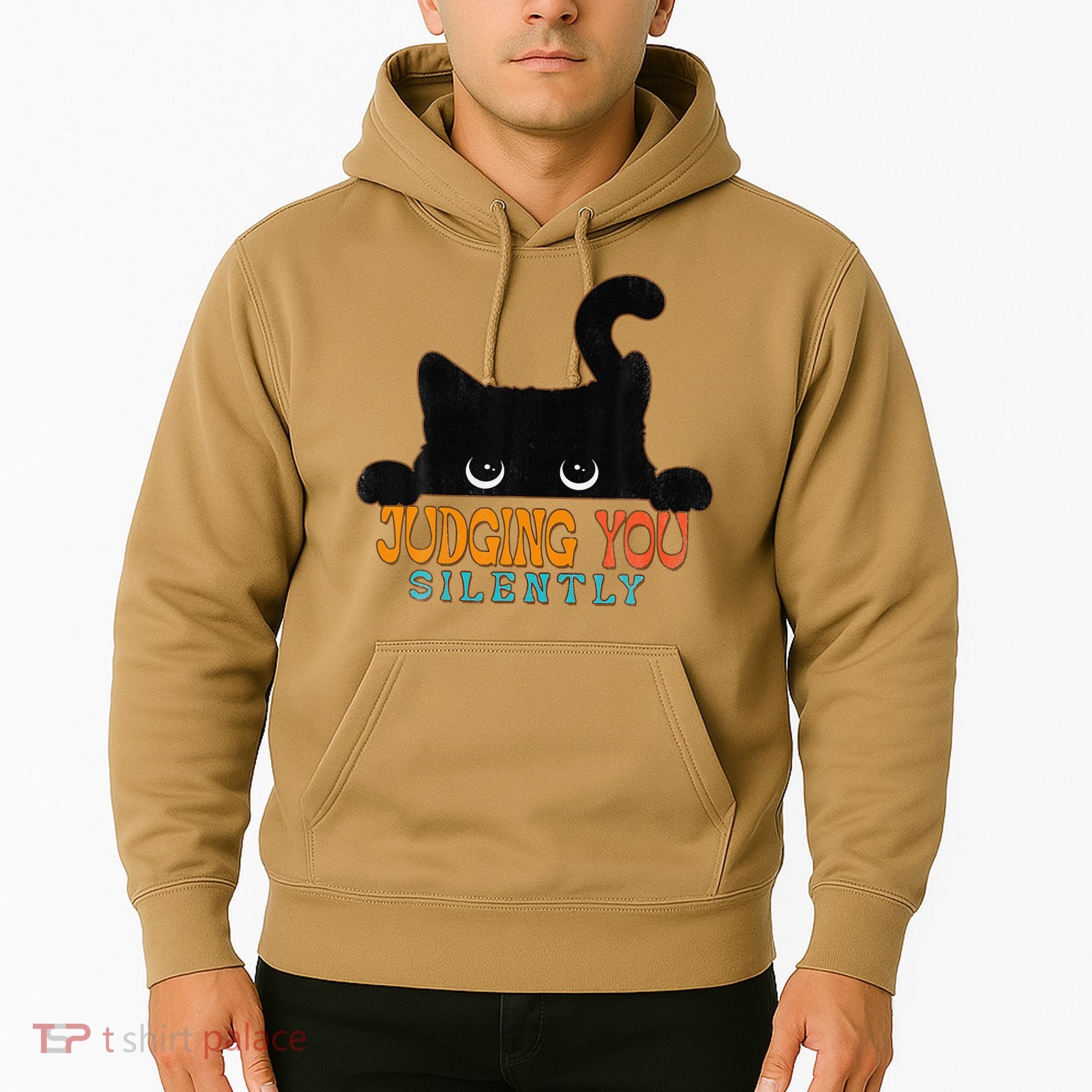 Funny Black Cat Judging You Silently Sarcastic Cat Hoodie
