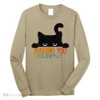 Funny Black Cat Judging You Silently Sarcastic Cat Long Sleeve Shirt thumb 0