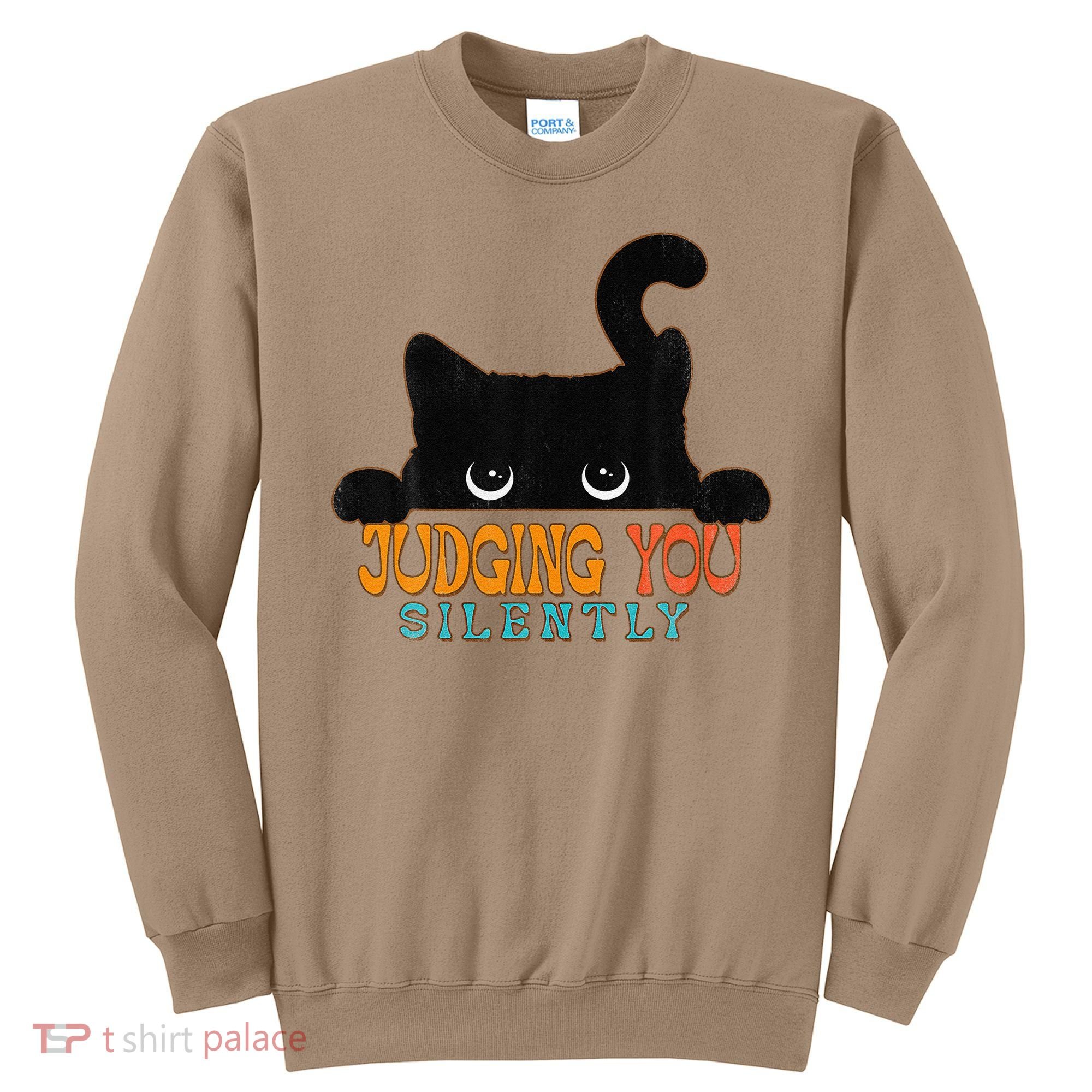 Funny Black Cat Judging You Silently Sarcastic Cat Sweatshirt