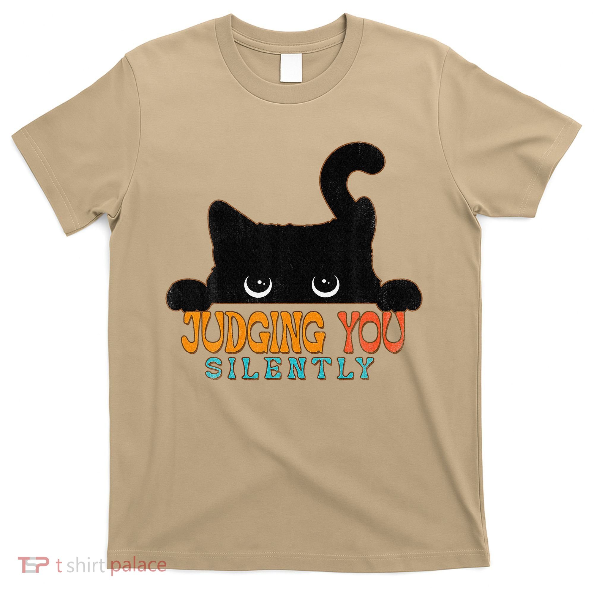 Funny Black Cat Judging You Silently Sarcastic Cat T-Shirt