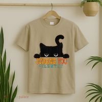 Funny Black Cat Judging You Silently Sarcastic Cat T-Shirt thumb 2