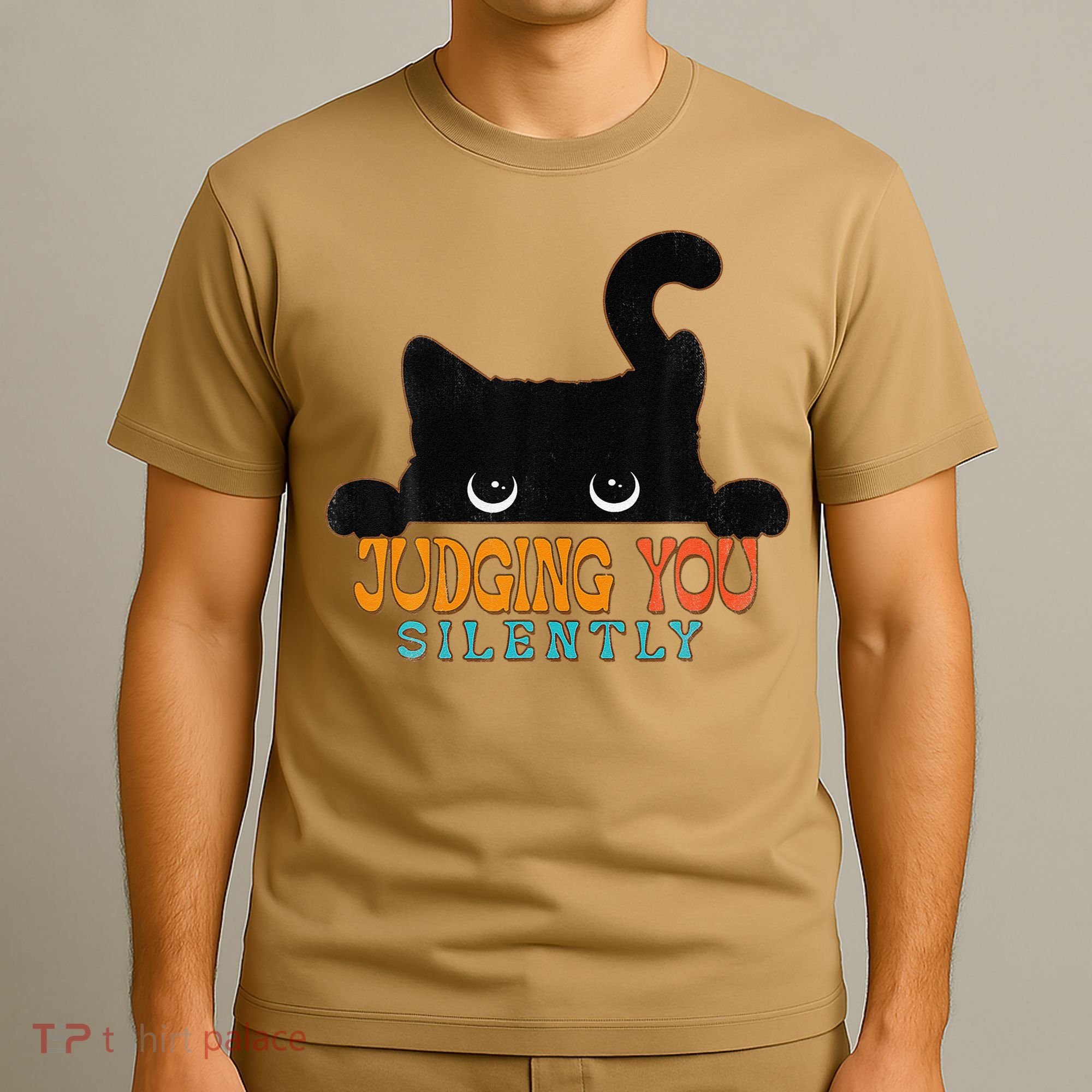 Funny Black Cat Judging You Silently Sarcastic Cat T-Shirt