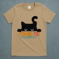 Funny Black Cat Judging You Silently Sarcastic Cat T-Shirt thumb 5