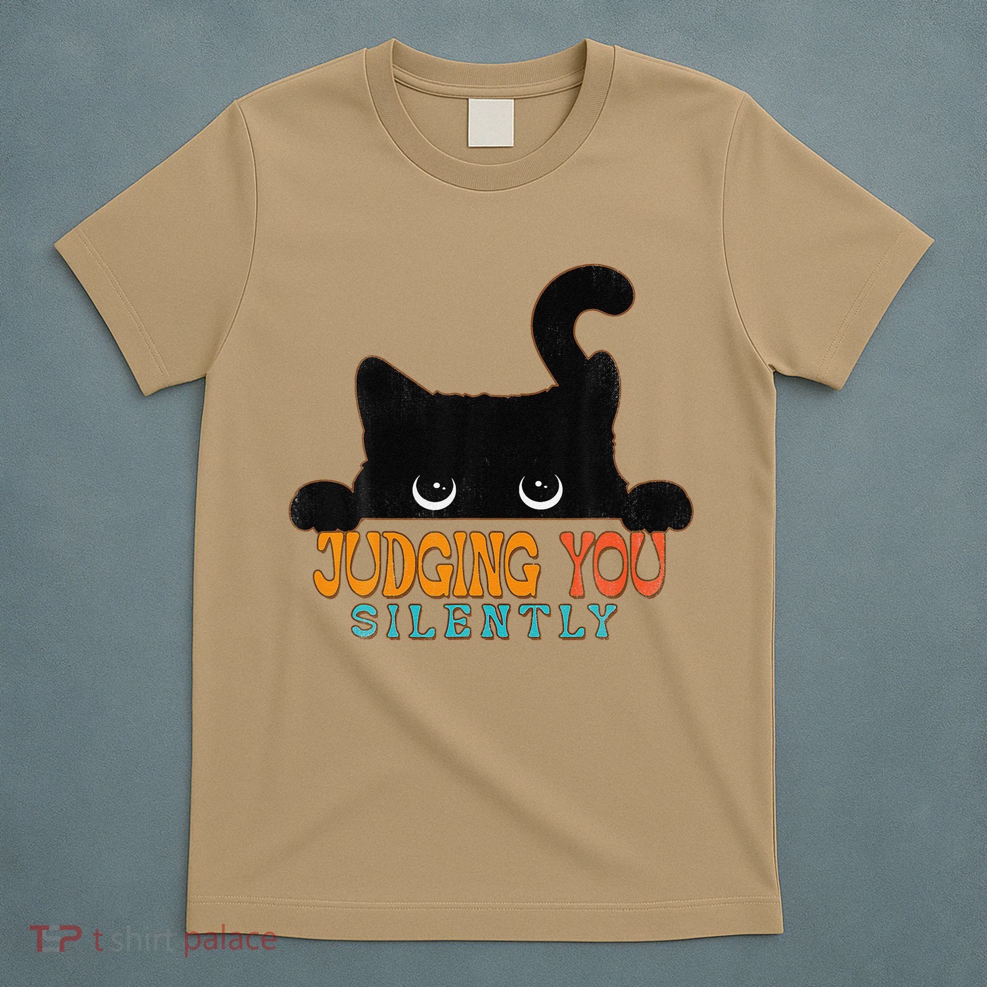 Funny Black Cat Judging You Silently Sarcastic Cat T-Shirt