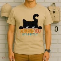 Funny Black Cat Judging You Silently Sarcastic Cat T-Shirt thumb 6