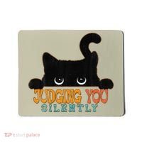 Funny Black Cat Judging You Silently Sarcastic Cat Mousepad thumb 0