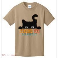 Funny Black Cat Judging You Silently Sarcastic Cat Kids T-Shirt thumb 0