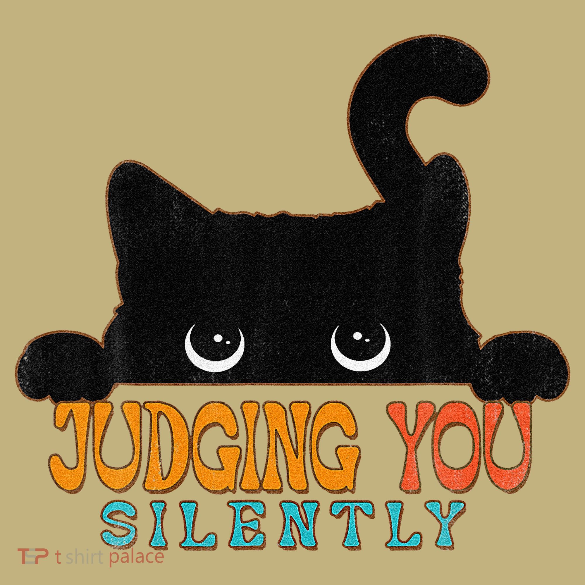 Funny Black Cat Judging You Silently Sarcastic Cat Kids T-Shirt