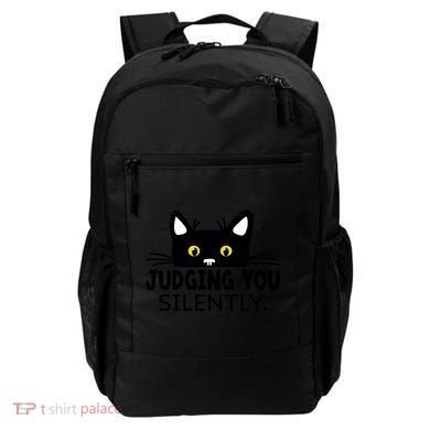 Funny Black Cat Judging You Silently Sarcastic Saying Cool Gift Backpack