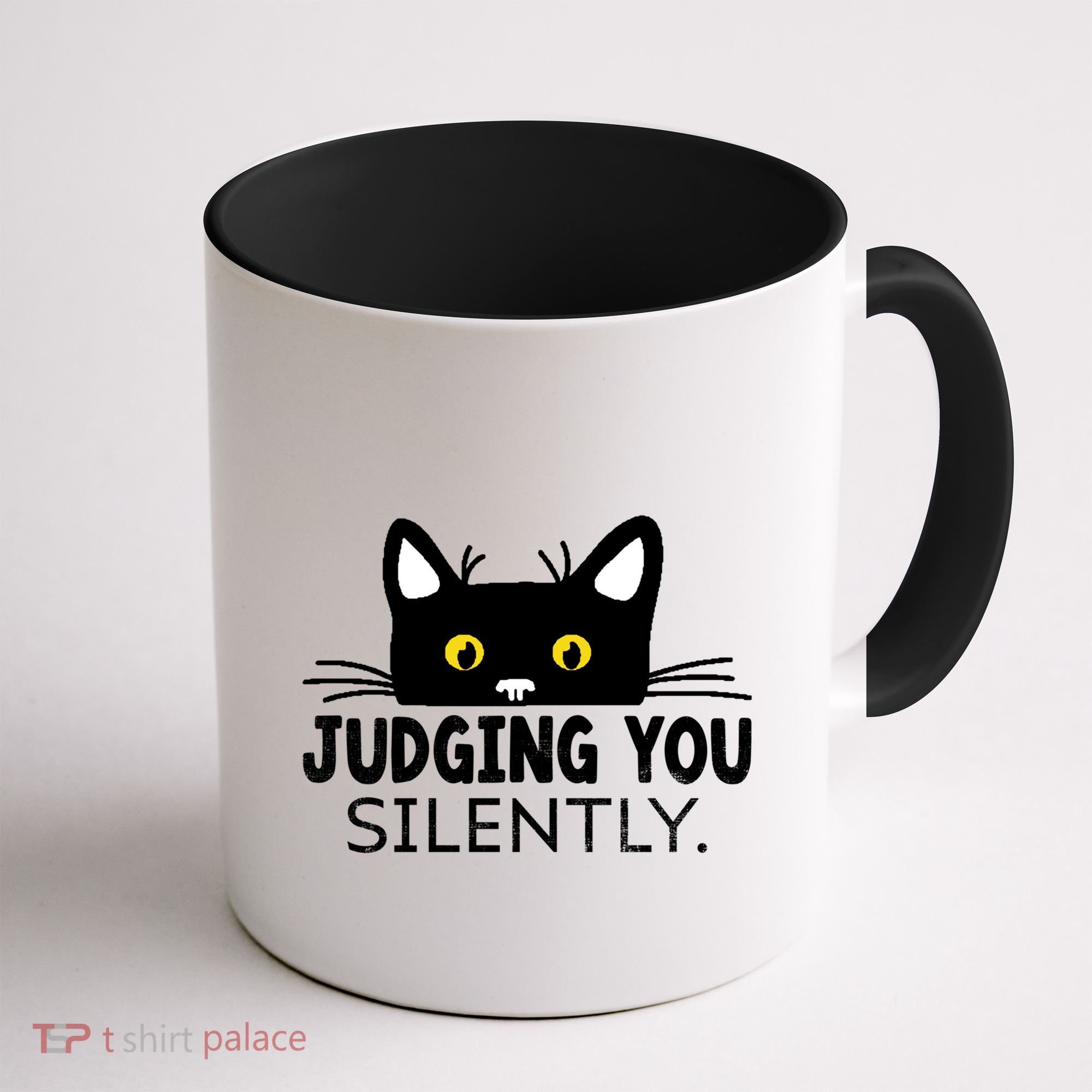 Funny Black Cat Judging You Silently Sarcastic Saying Cool Gift Coffee Mug