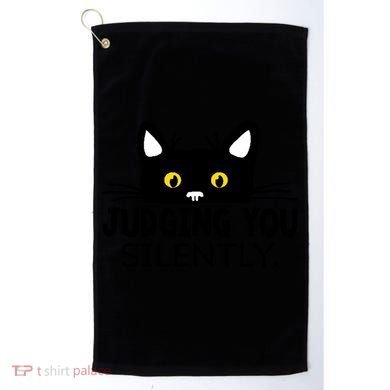 Funny Black Cat Judging You Silently Sarcastic Saying Cool Gift Golf Towel