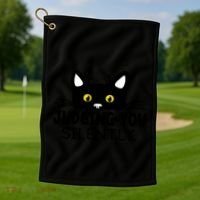 Funny Black Cat Judging You Silently Sarcastic Saying Cool Gift Golf Towel thumb 1
