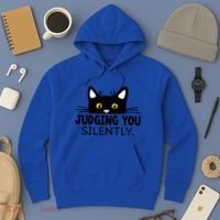 Funny Black Cat Judging You Silently Sarcastic Saying Cool Gift Hoodie thumb 3