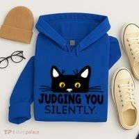 Funny Black Cat Judging You Silently Sarcastic Saying Cool Gift Hoodie thumb 4