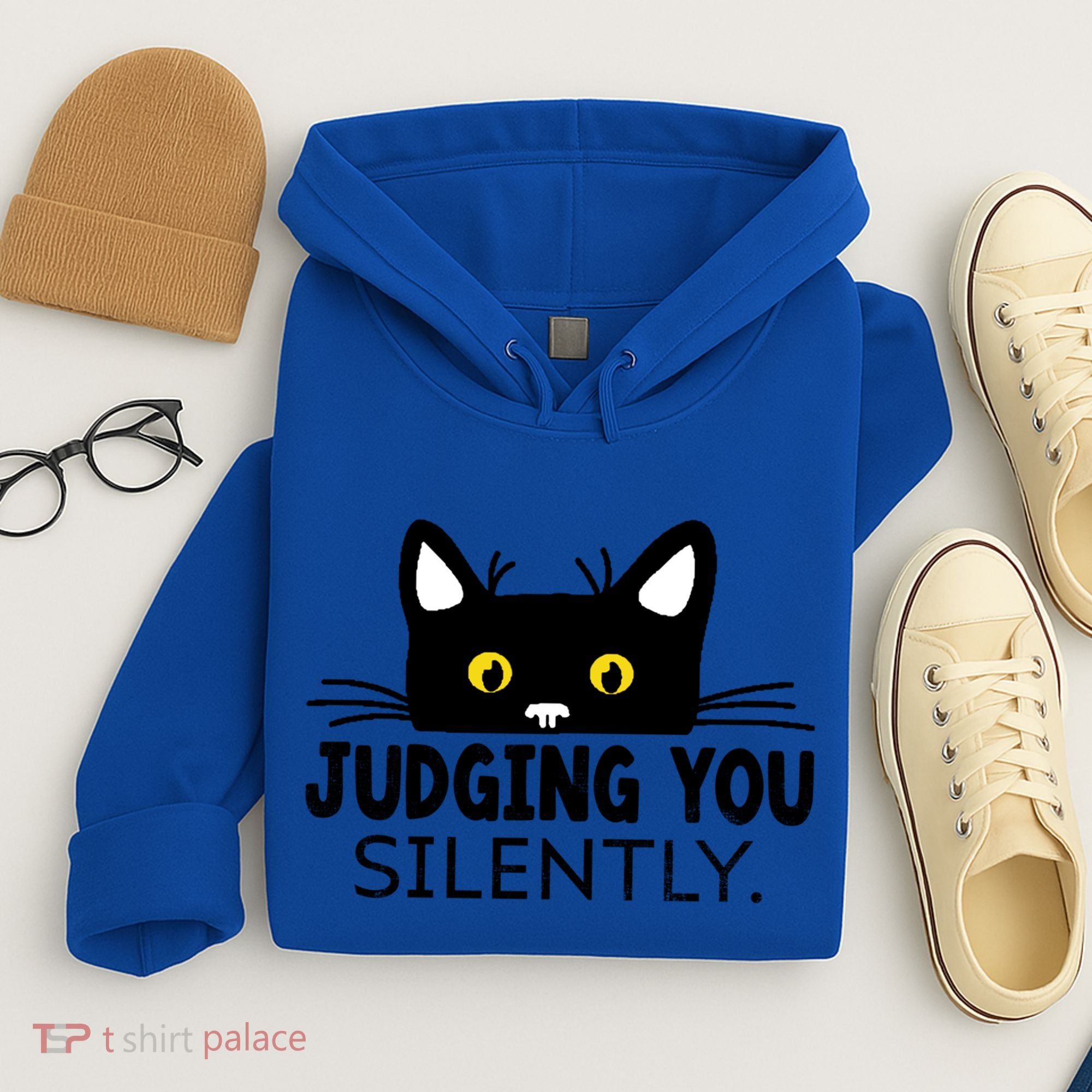 Funny Black Cat Judging You Silently Sarcastic Saying Cool Gift Hoodie