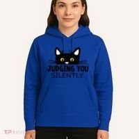 Funny Black Cat Judging You Silently Sarcastic Saying Cool Gift Hoodie thumb 5