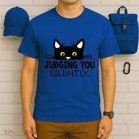 Funny Black Cat Judging You Silently Sarcastic Saying Cool Gift T-Shirt thumb 6