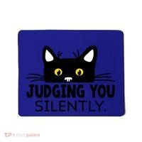 Funny Black Cat Judging You Silently Sarcastic Saying Cool Gift Mousepad thumb 0