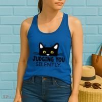 Funny Black Cat Judging You Silently Sarcastic Saying Cool Gift Women's Tank Top thumb 2