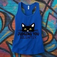 Funny Black Cat Judging You Silently Sarcastic Saying Cool Gift Women's Tank Top thumb 3