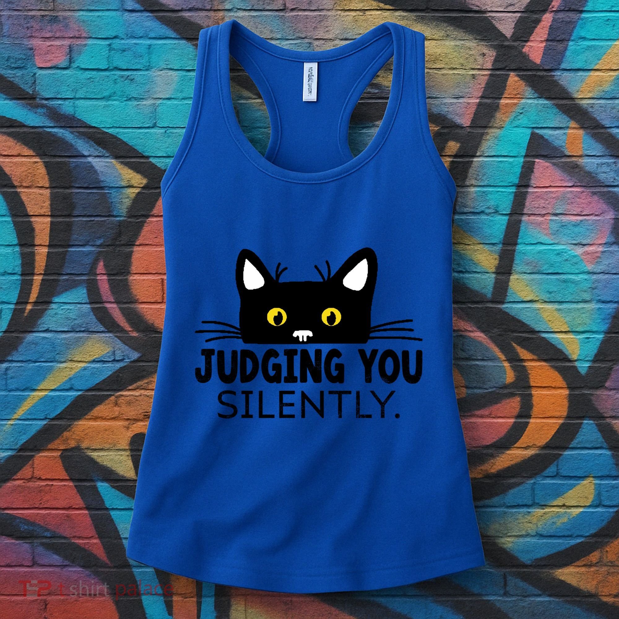 Funny Black Cat Judging You Silently Sarcastic Saying Cool Gift Women's Tank Top