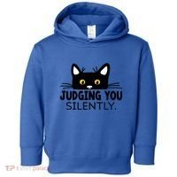 Funny Black Cat Judging You Silently Sarcastic Saying Cool Gift Toddler Hoodie thumb 0