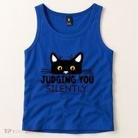 Funny Black Cat Judging You Silently Sarcastic Saying Cool Gift Tank Top thumb 2