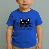 Funny Black Cat Judging You Silently Sarcastic Saying Cool Gift Toddler T-Shirt thumb 2