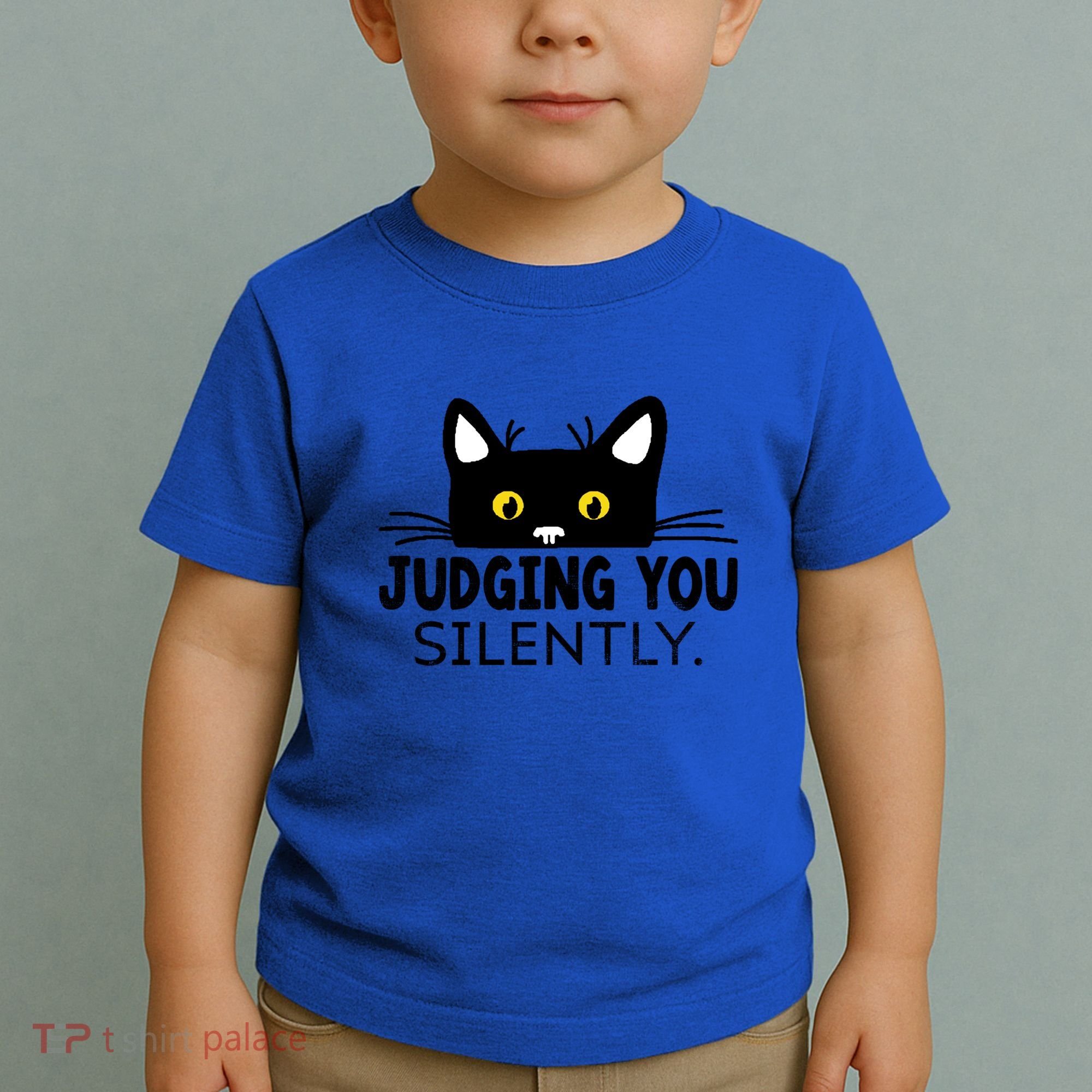 Funny Black Cat Judging You Silently Sarcastic Saying Cool Gift Toddler T-Shirt