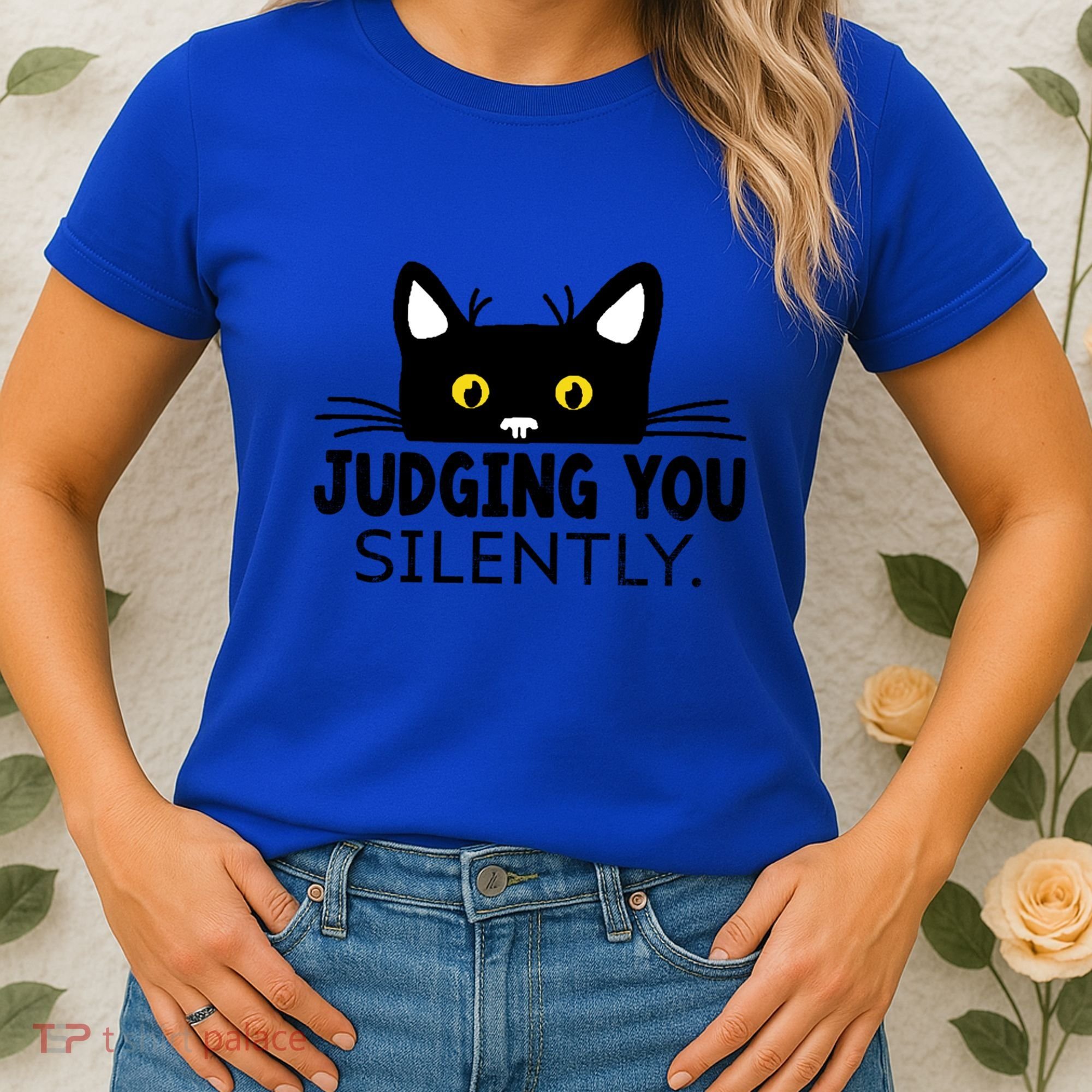 Funny Black Cat Judging You Silently Sarcastic Saying Cool Gift Women's T-Shirt